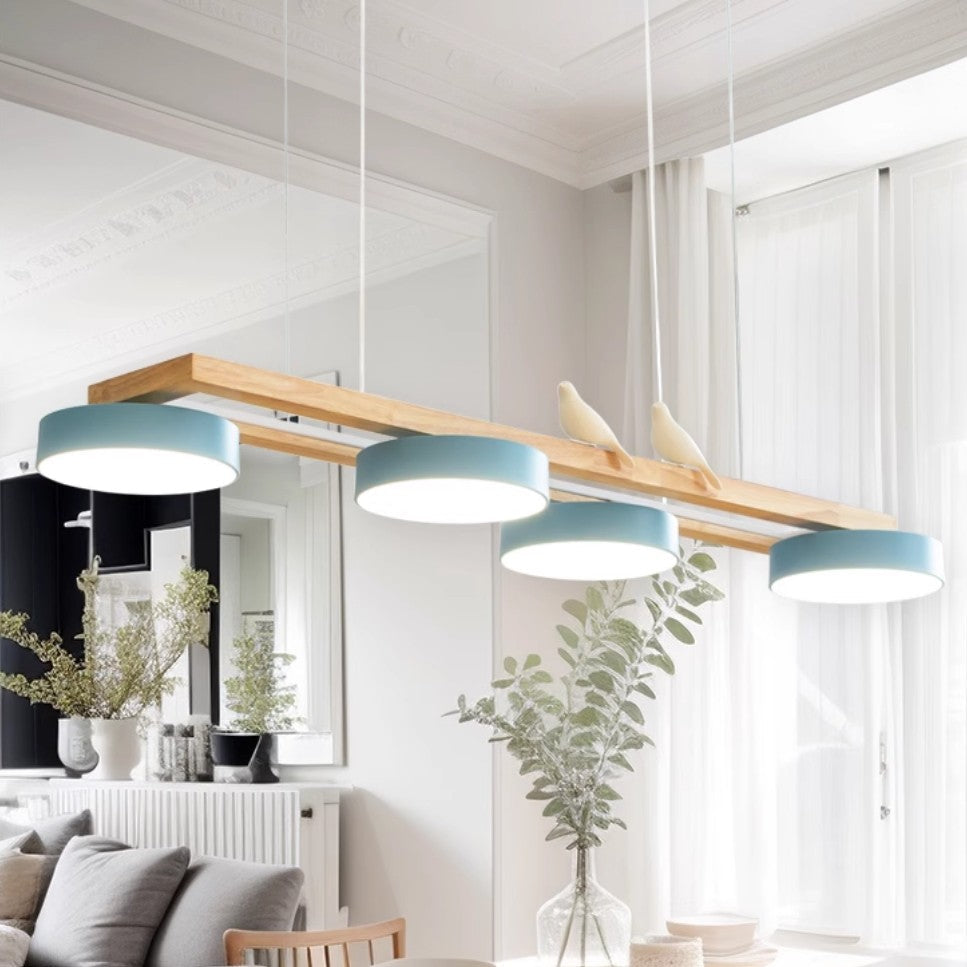 Solid Wood LED Linear Dining Room Chandelier
