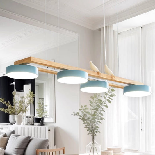 Solid Wood LED Linear Dining Room Chandelier