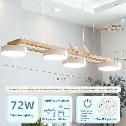Solid Wood LED Linear Dining Room Chandelier