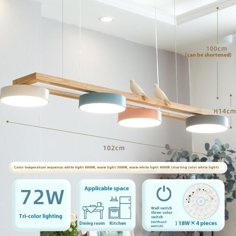 Solid Wood LED Linear Dining Room Chandelier