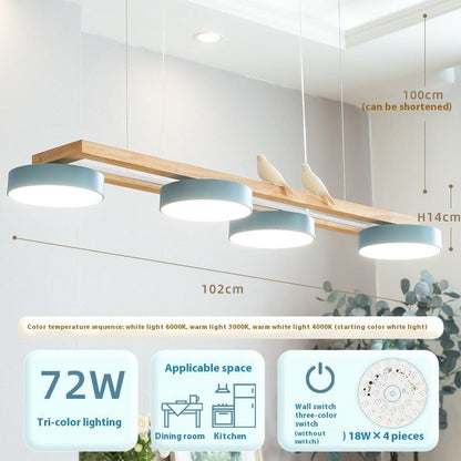 Solid Wood LED Linear Dining Room Chandelier