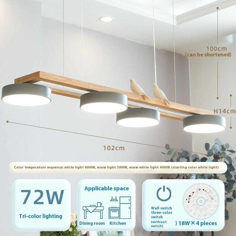 Solid Wood LED Linear Dining Room Chandelier