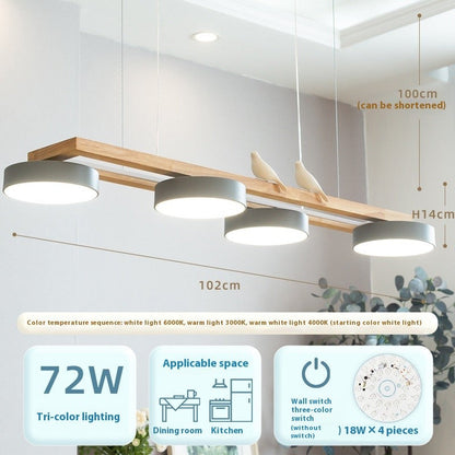 Solid Wood LED Linear Dining Room Chandelier