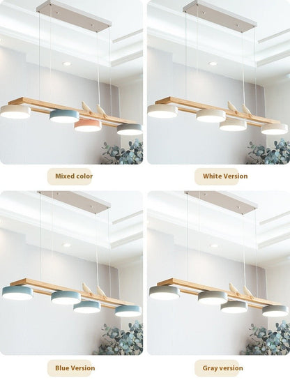 Solid Wood LED Linear Dining Room Chandelier