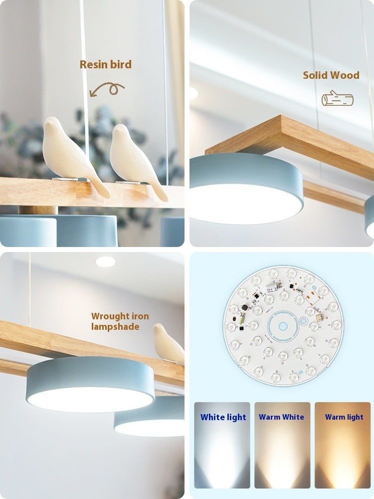 Solid Wood LED Linear Dining Room Chandelier
