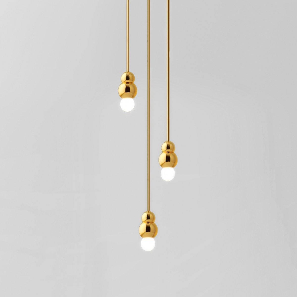 Ball Series Pendant Light 3heads ∅ 3.14″ x H 5.03″ / Dia 8cm x H 12.8cm / Gold / Suspension Rod Pendant light