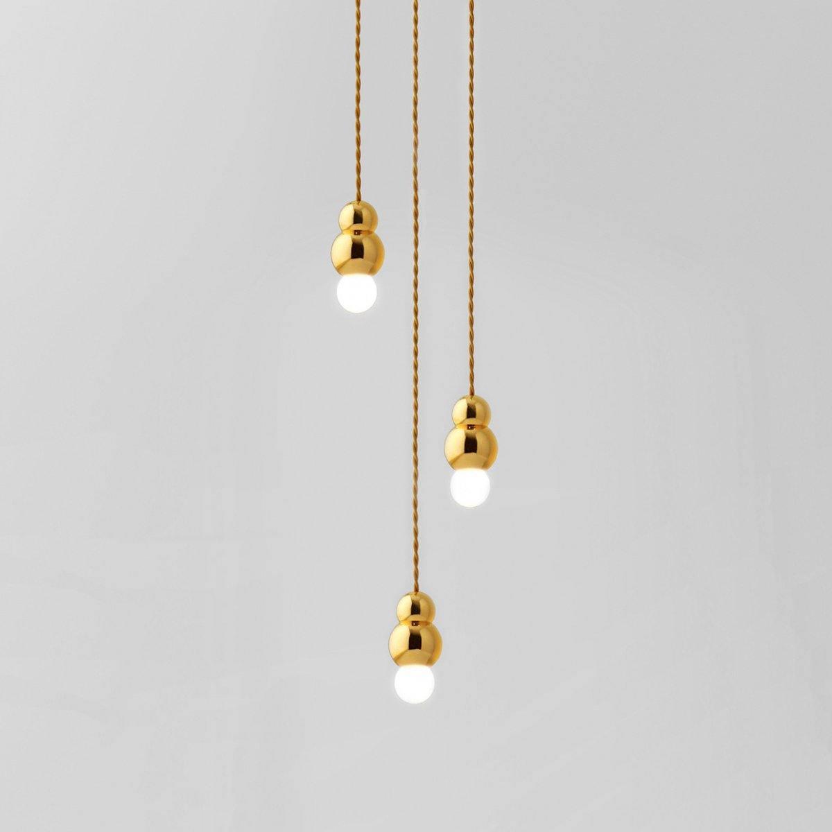 Ball Series Pendant Light 3heads ∅ 3.14″ x H 5.03″ / Dia 8cm x H 12.8cm / Gold / Hanging Cable Pendant light