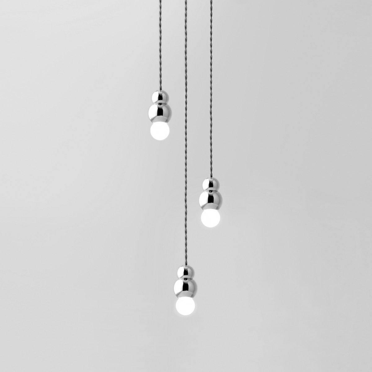 Ball Series Pendant Light 3heads ∅ 3.14″ x H 5.03″ / Dia 8cm x H 12.8cm / Chrome / Hanging Cable Pendant light