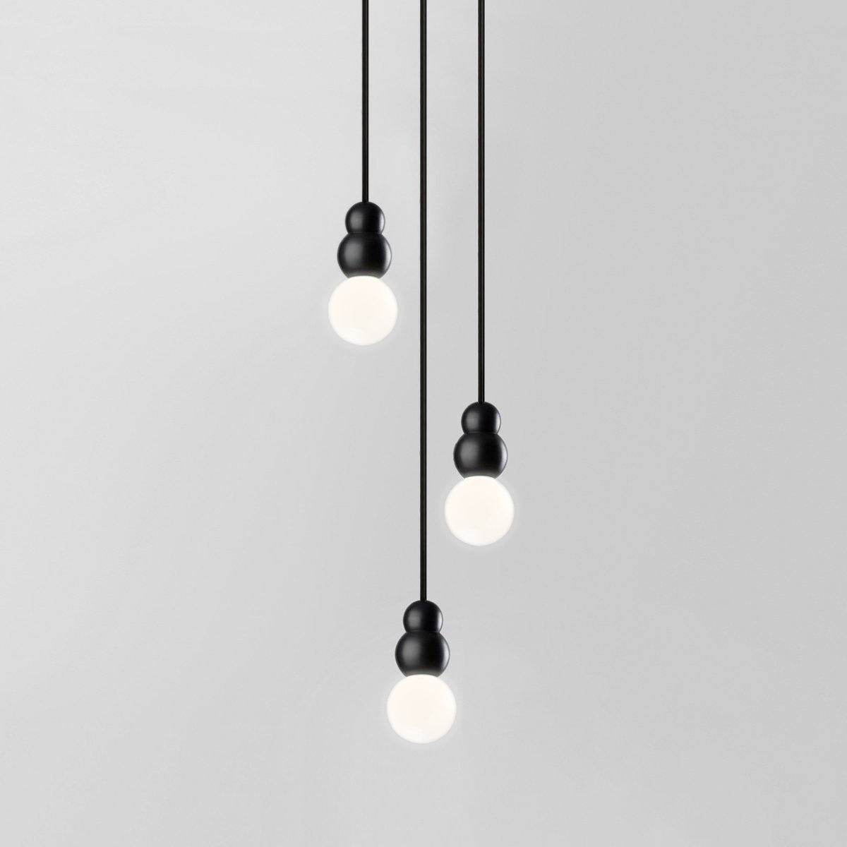 Ball Series Pendant Light 3heads ∅ 3.9″ x H 6.81″ / Dia 10cm x H 17.3cm / Black / Suspension Rod Pendant light