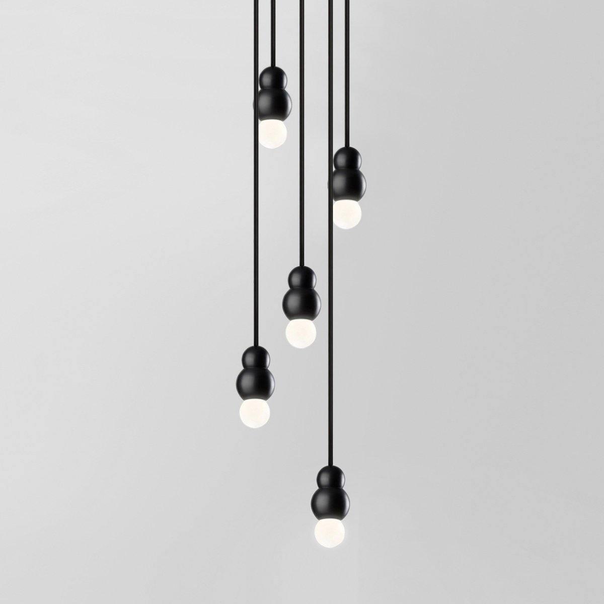 Ball Series Pendant Light 5heads ∅ 3.14″ x H 5.03″ / Dia 8cm x H 12.8cm / Black / Suspension Rod Pendant light