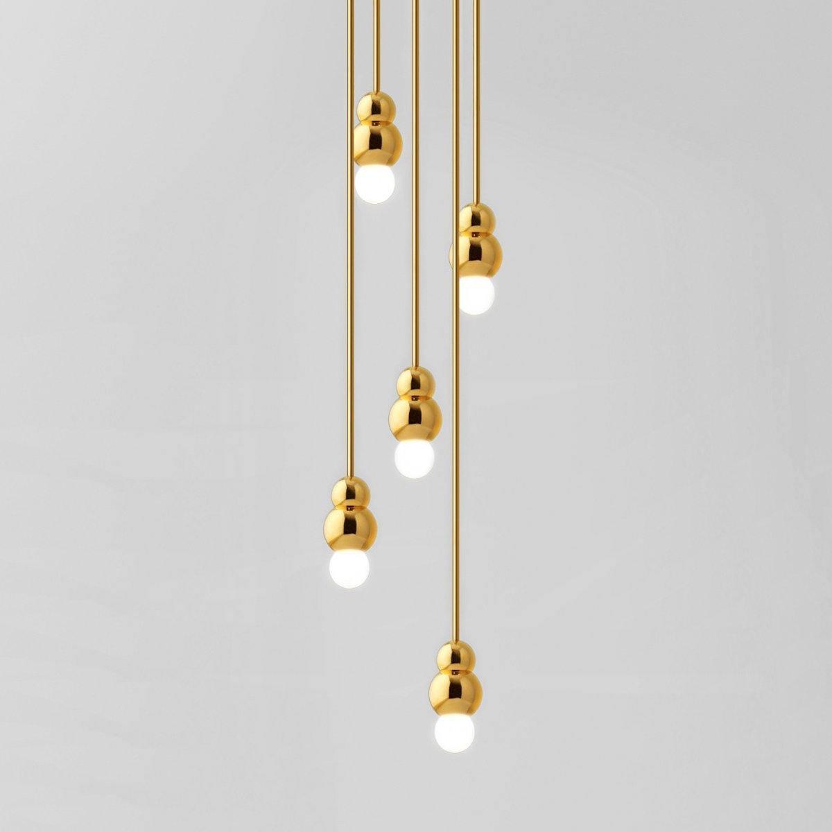 Ball Series Pendant Light 5heads ∅ 3.14″ x H 5.03″ / Dia 8cm x H 12.8cm / Gold / Suspension Rod Pendant light