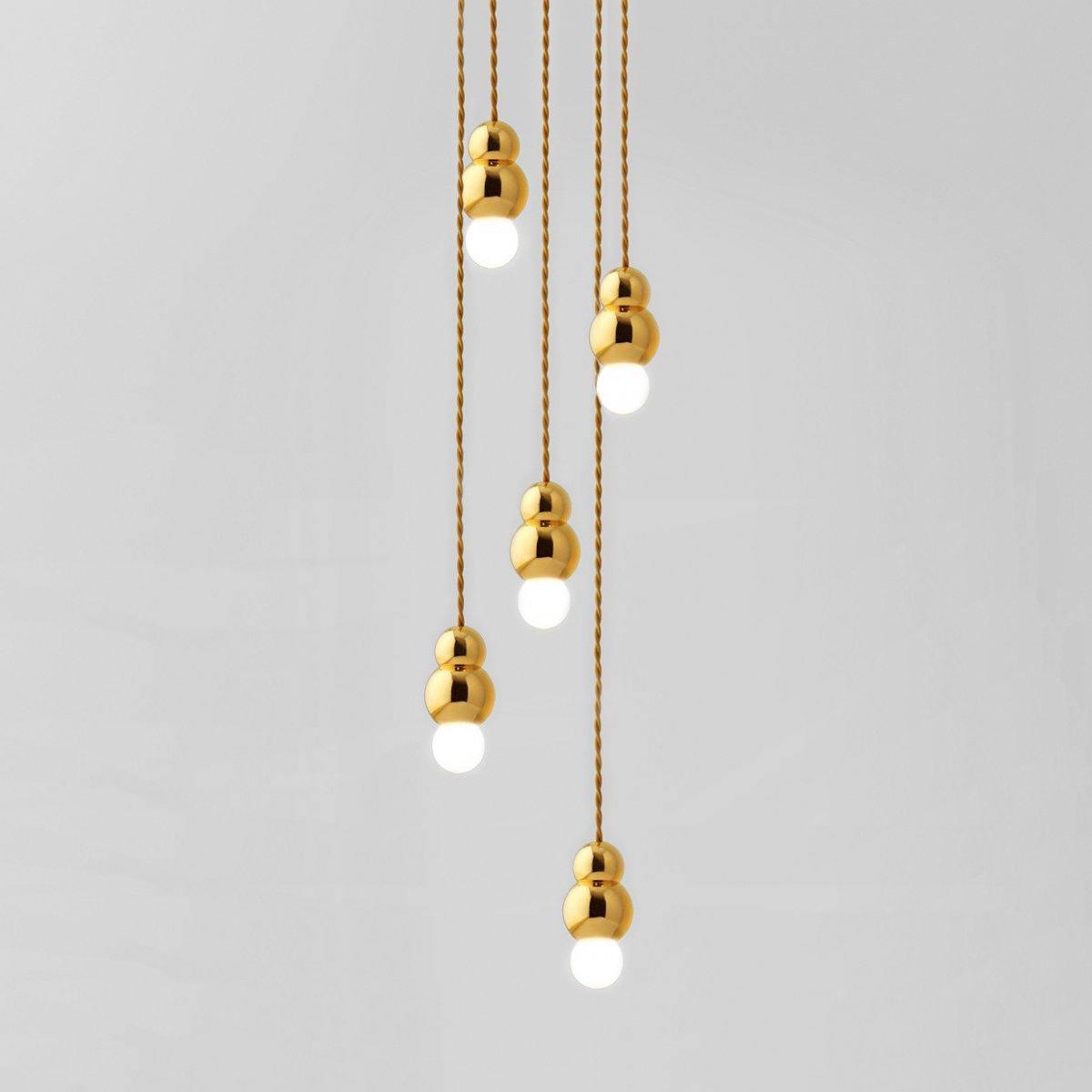 Ball Series Pendant Light 5heads ∅ 3.14″ x H 5.03″ / Dia 8cm x H 12.8cm / Gold / Hanging Cable Pendant light