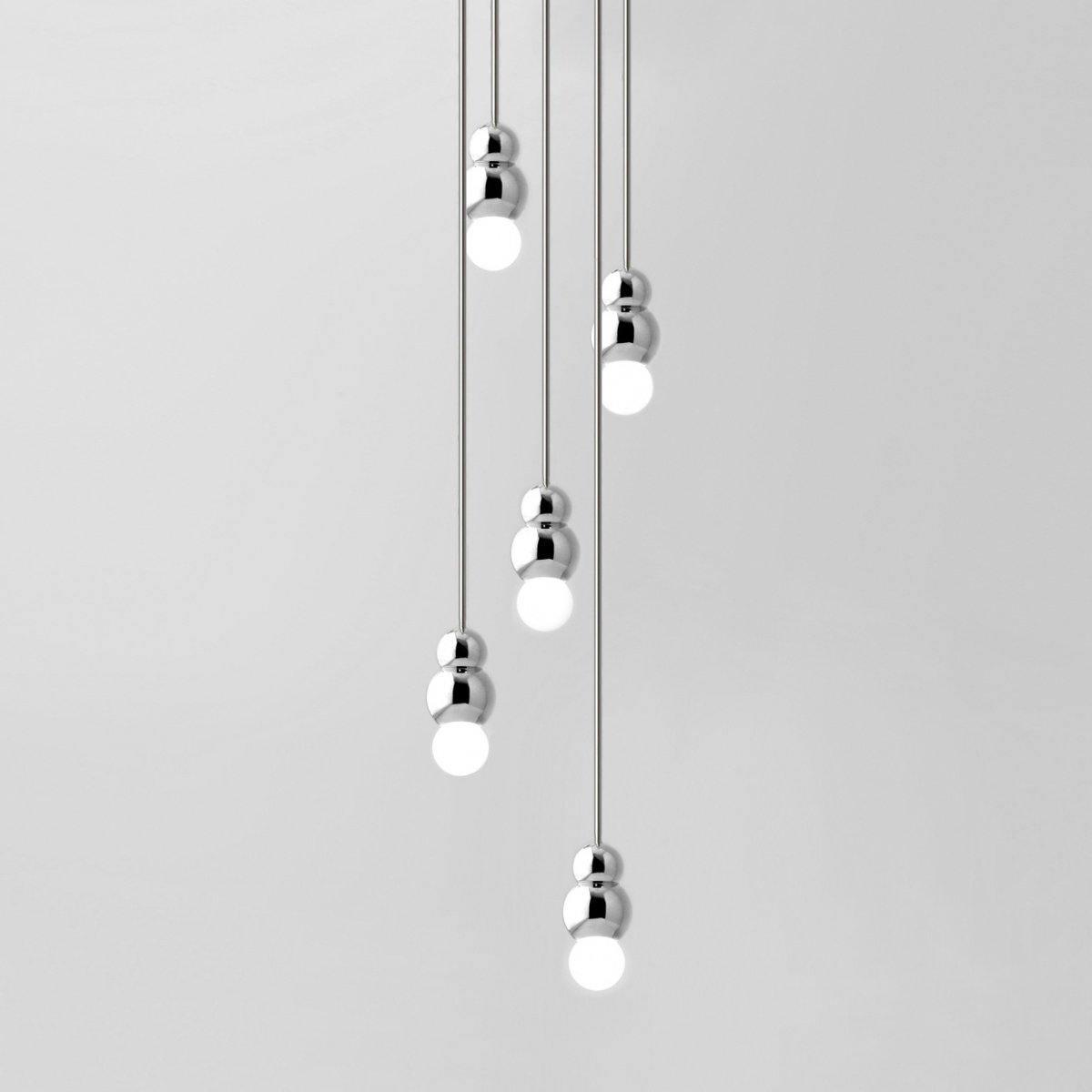 Ball Series Pendant Light 5heads ∅ 3.14″ x H 5.03″ / Dia 8cm x H 12.8cm / Chrome / Suspension Rod Pendant light