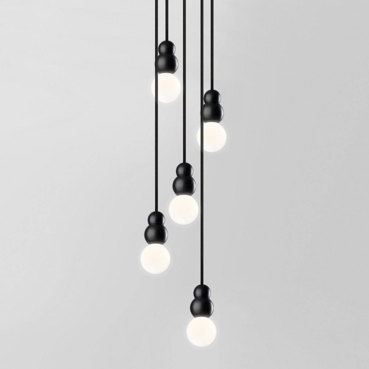 Ball Series Pendant Light 5heads ∅ 3.9″ x H 6.81″ / Dia 10cm x H 17.3cm / Black / Suspension Rod Pendant light