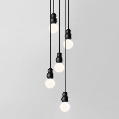 Ball Series Pendant Light 5heads ∅ 3.9″ x H 6.81″ / Dia 10cm x H 17.3cm / Black / Suspension Rod Pendant light