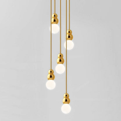 Ball Series Pendant Light 5heads ∅ 3.9″ x H 6.81″ / Dia 10cm x H 17.3cm / Gold / Suspension Rod Pendant light