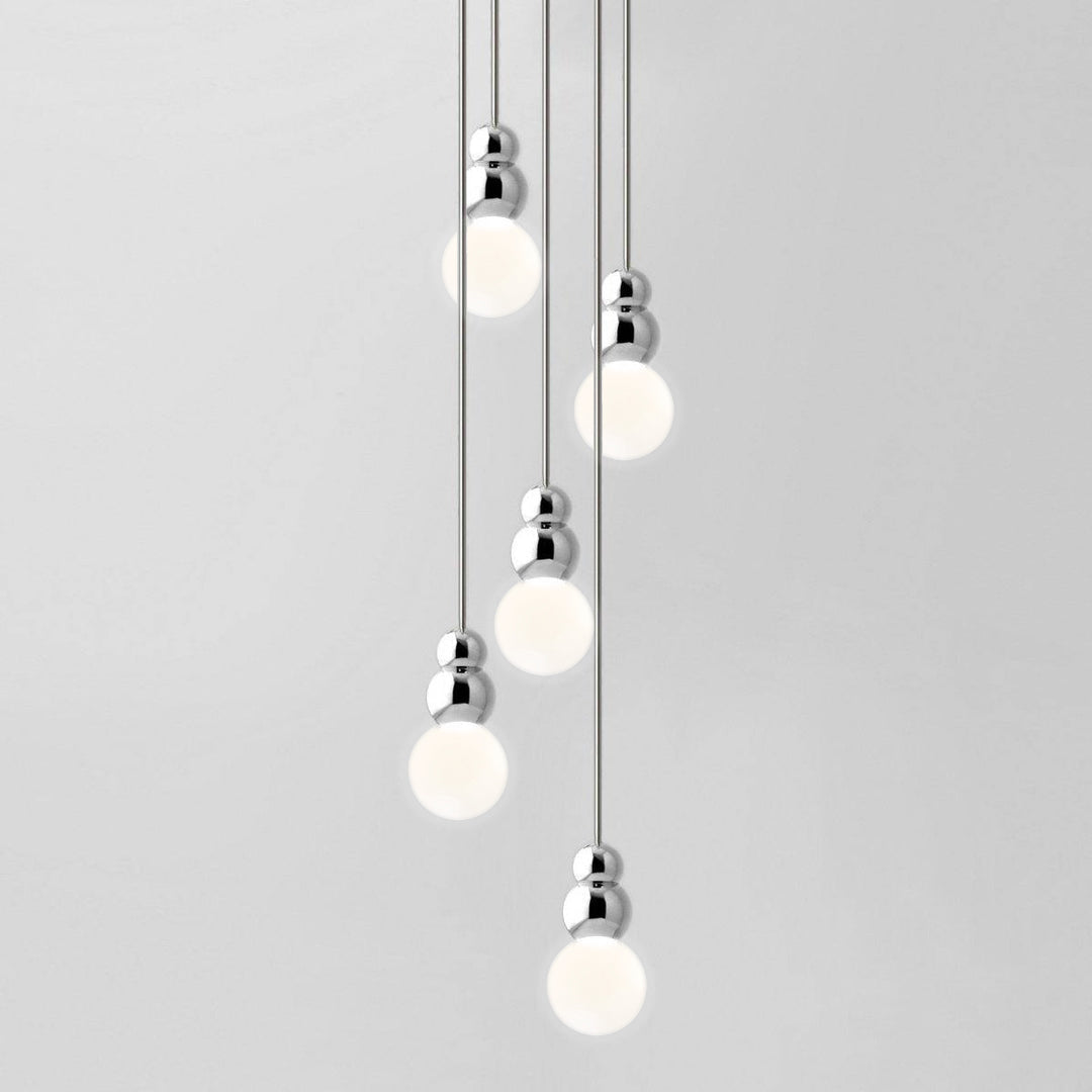 Ball Series Pendant Light 5heads ∅ 3.9″ x H 6.81″ / Dia 10cm x H 17.3cm / Chrome / Suspension Rod Pendant light