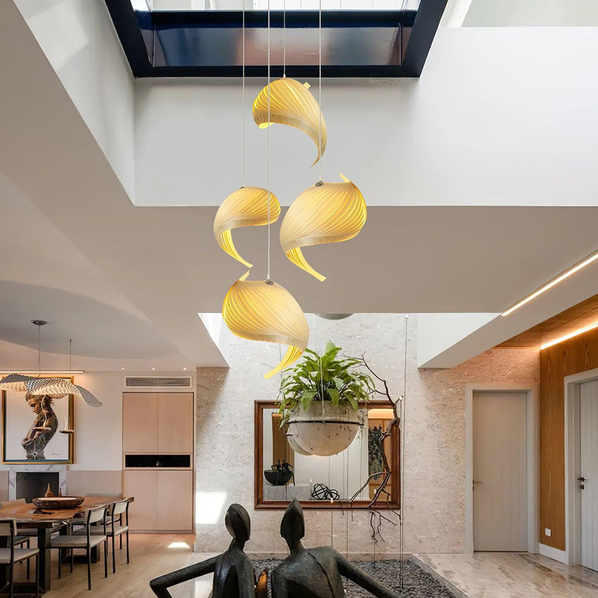 Spiravelle Wood Shell Multi-Light Pendant