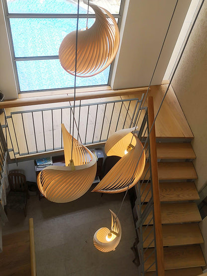 Spiravelle Wood Shell Multi-Light Pendant