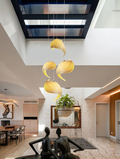 Spiravelle Wood Shell Multi-Light Pendant
