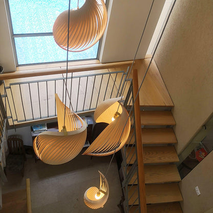Spiravelle Wood Shell Multi-Light Pendant