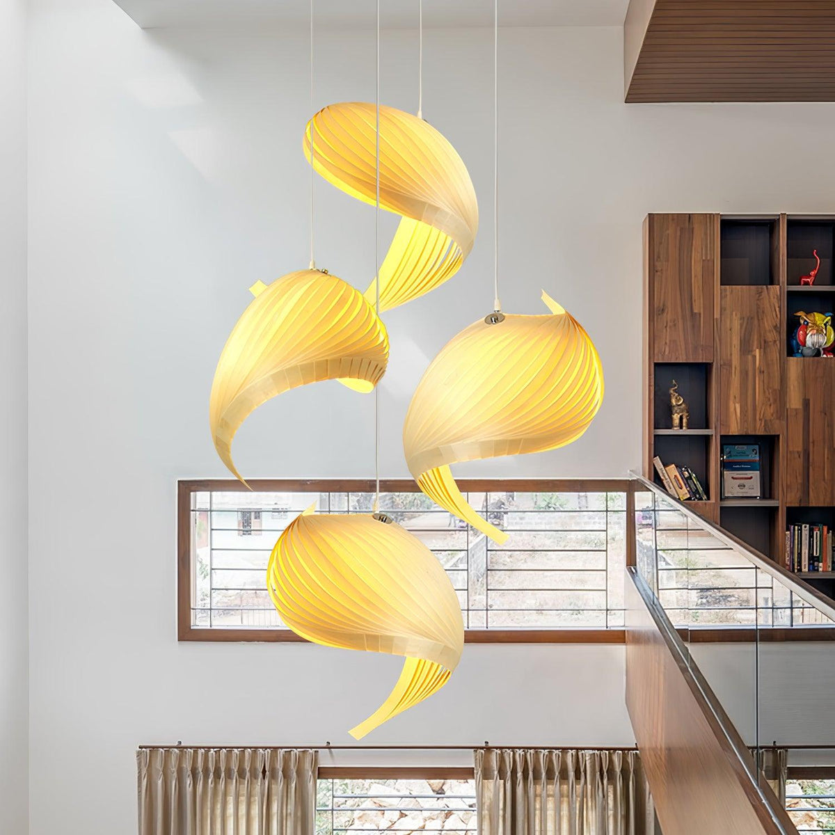 Spiravelle Wood Shell Multi-Light Pendant