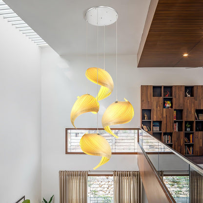 Spiravelle Wood Shell Multi-Light Pendant