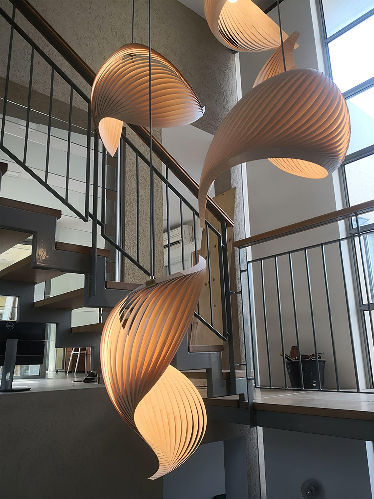 Spiravelle Wood Shell Multi-Light Pendant