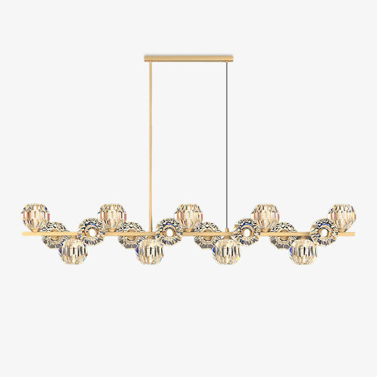 Splayed Brass Clear Glass Branch Chandelier