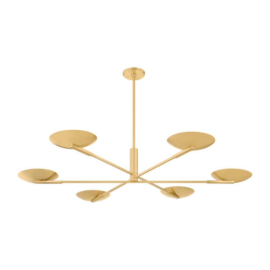 Spoke Dome Aged Brass Uplight Chandelier