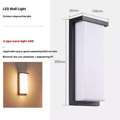 Square Waterproof Outdoor LED Wall Light / Warm White Light / B 18W