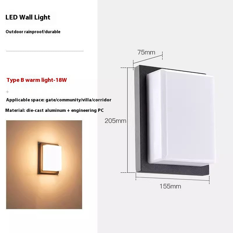 Square Waterproof Outdoor LED Wall Light / Warm White Light / B 36W