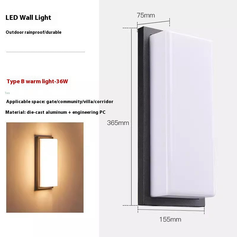 Square Waterproof Outdoor LED Wall Light / Warm White Light / Black 12w