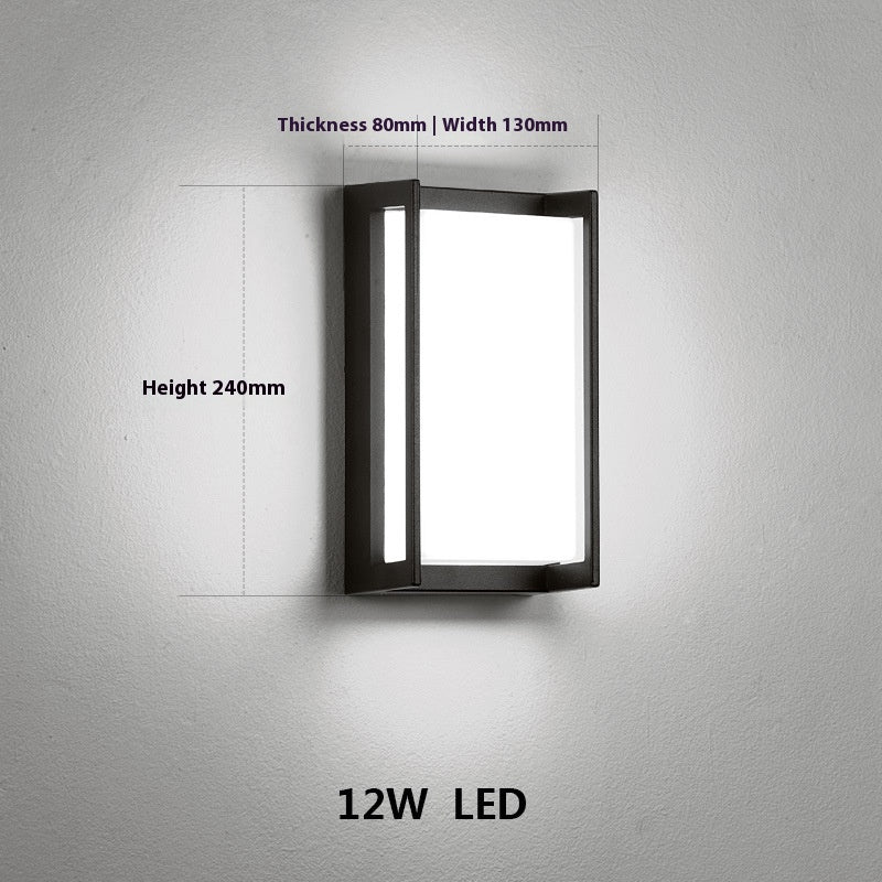 Square Waterproof Outdoor LED Wall Light / White Light / Black 12w