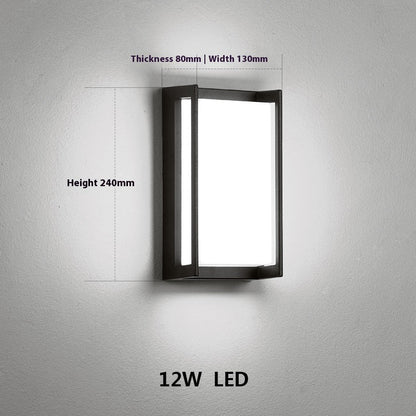 Square Waterproof Outdoor LED Wall Light / White Light / Black 12w