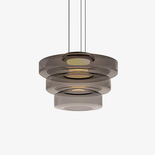Stacked Disc Black Multi-Color LED Tiered Pendant