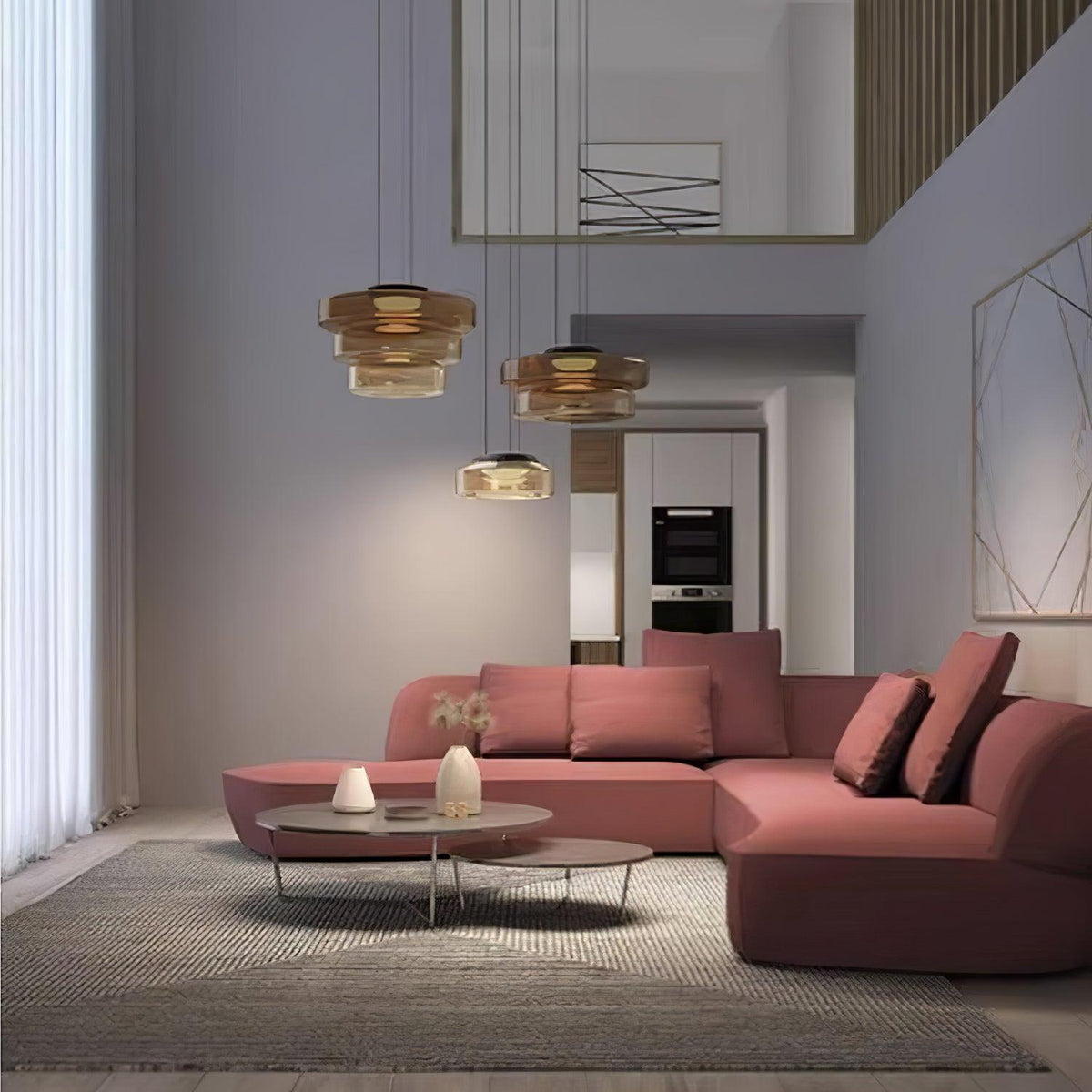 Stacked Disc Black Multi-Color LED Tiered Pendant
