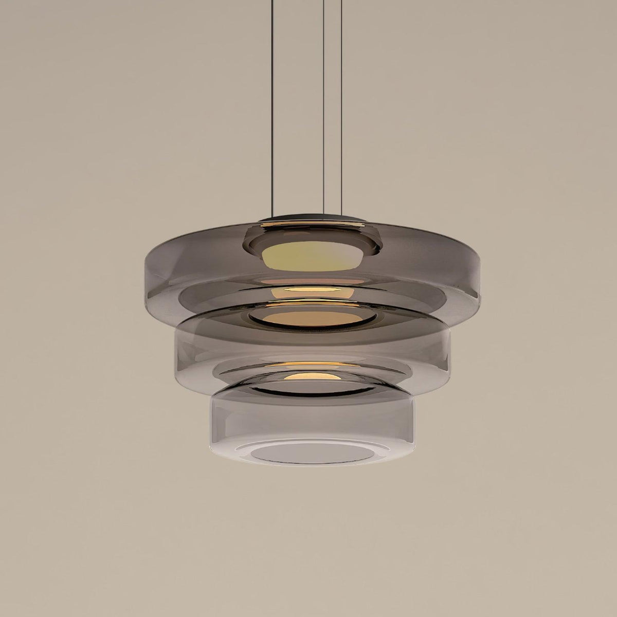 Stacked Disc Black Multi-Color LED Tiered Pendant