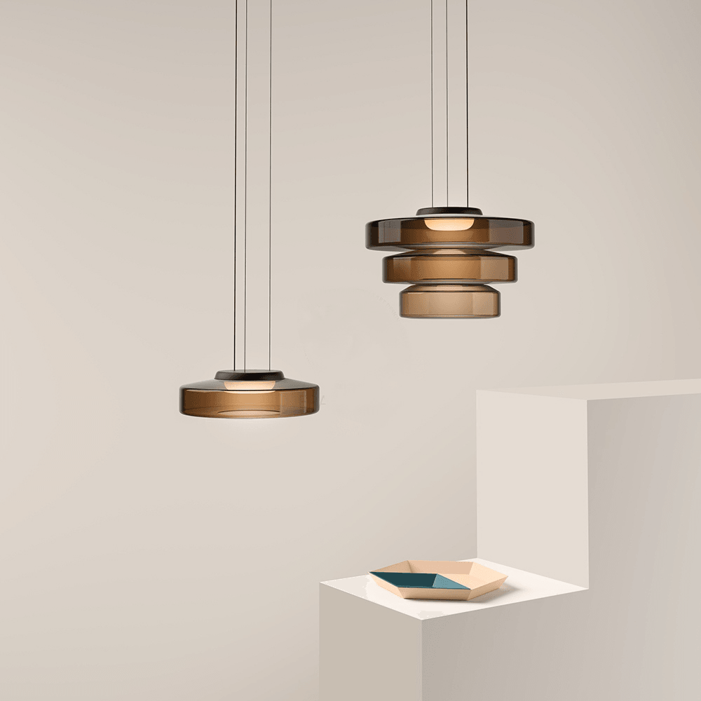 Stacked Disc Black Multi-Color LED Tiered Pendant