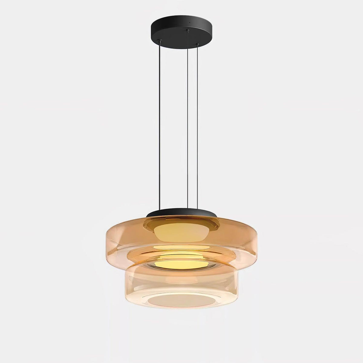 Stacked Disc Black Multi-Color LED Tiered Pendant