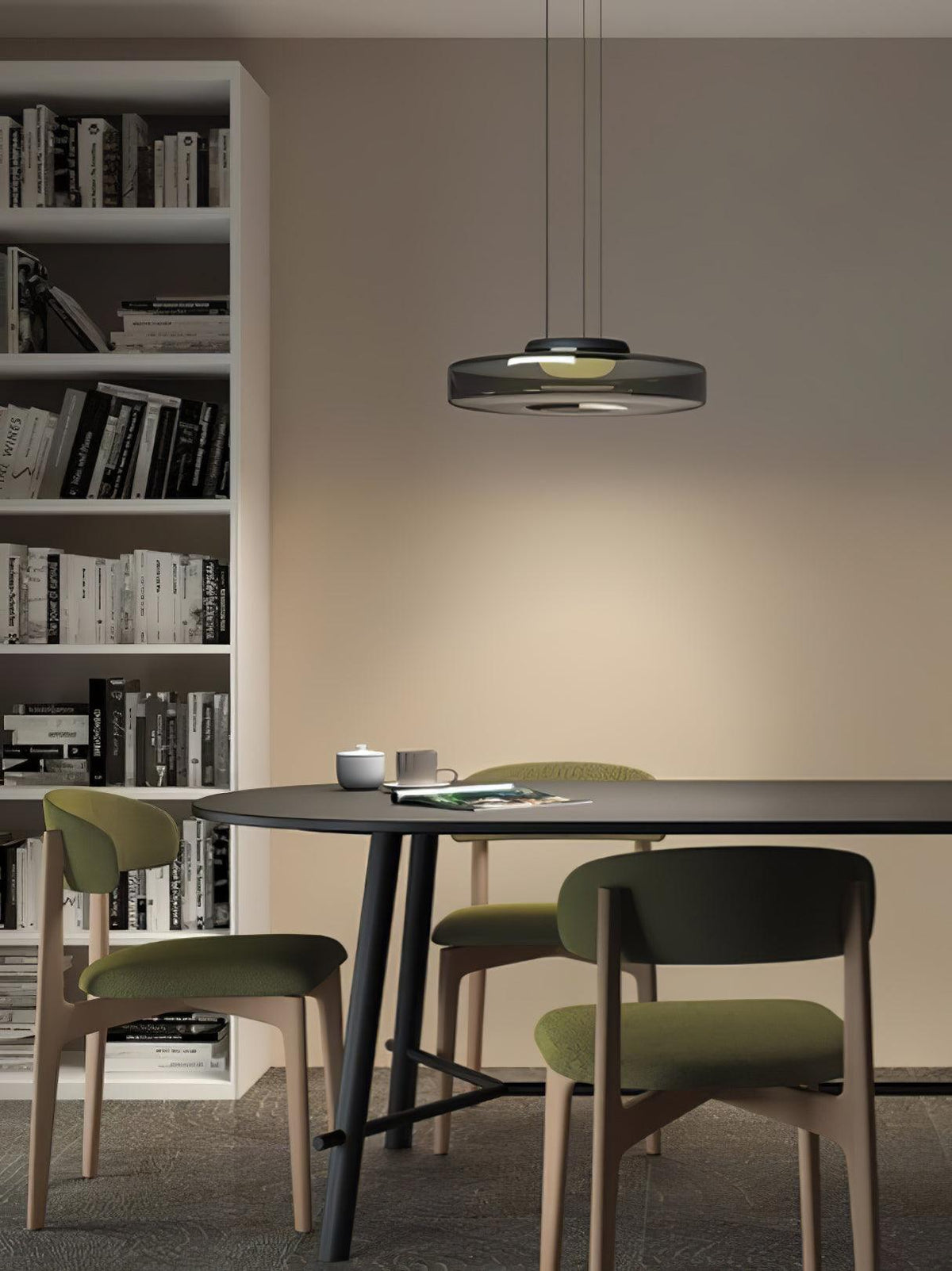 Stacked Disc Black Multi-Color LED Tiered Pendant