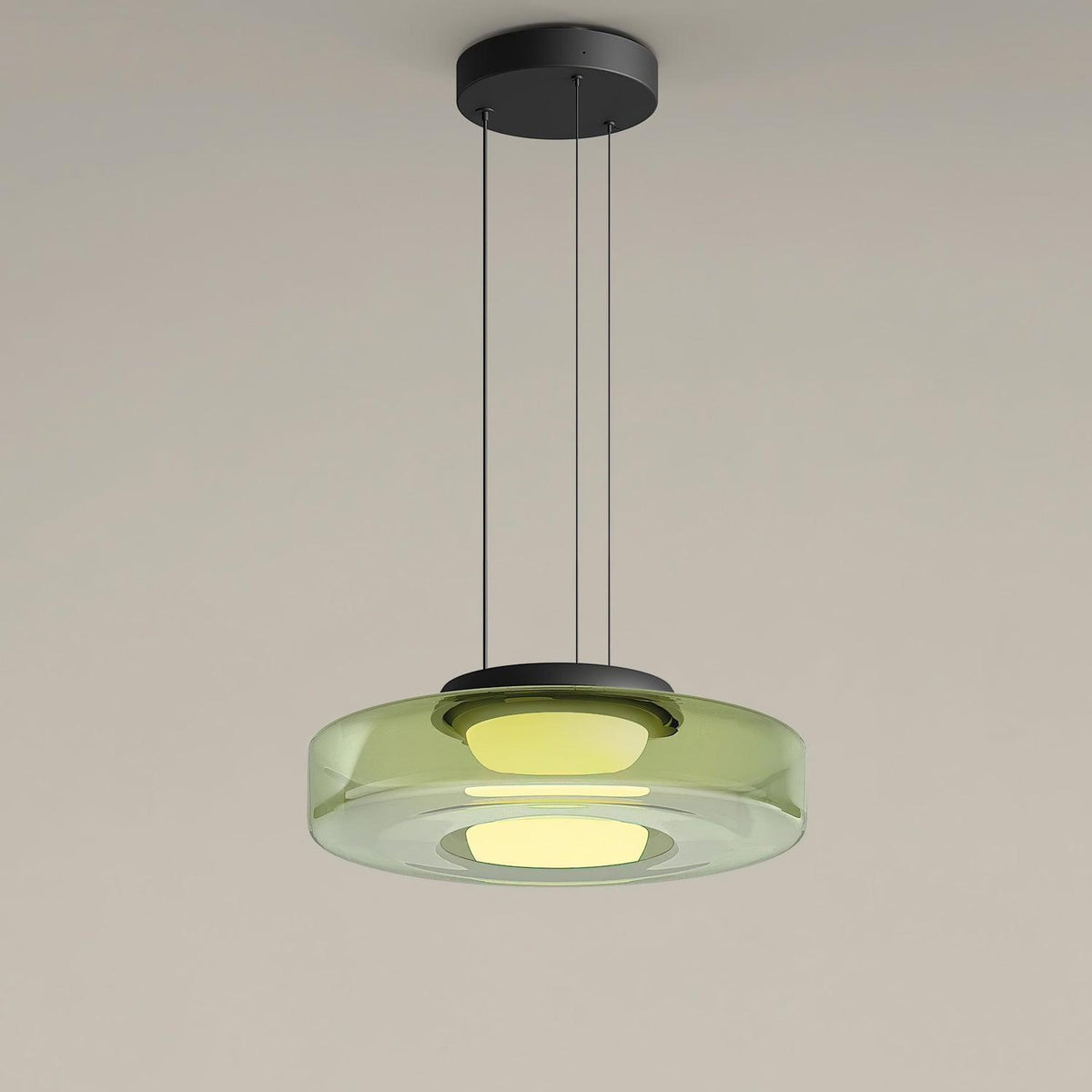Stacked Disc Black Multi-Color LED Tiered Pendant