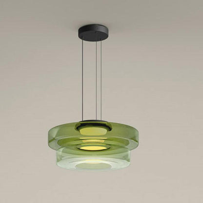 Stacked Disc Black Multi-Color LED Tiered Pendant