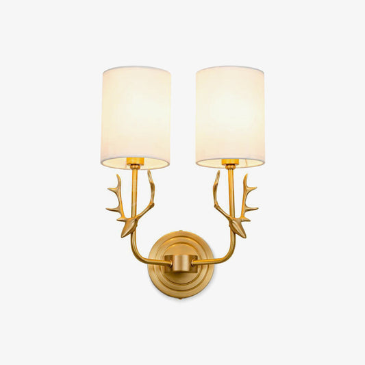 Staghorn Brass Linen Double Wall Lamp