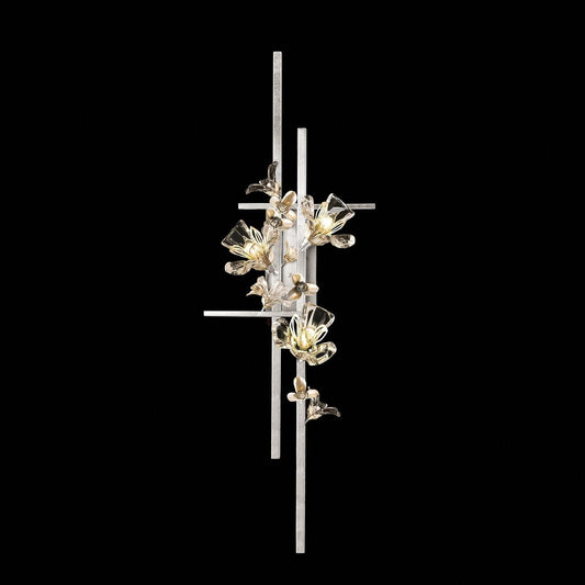 Statement Floral Gold White Crystal Wall Sconce