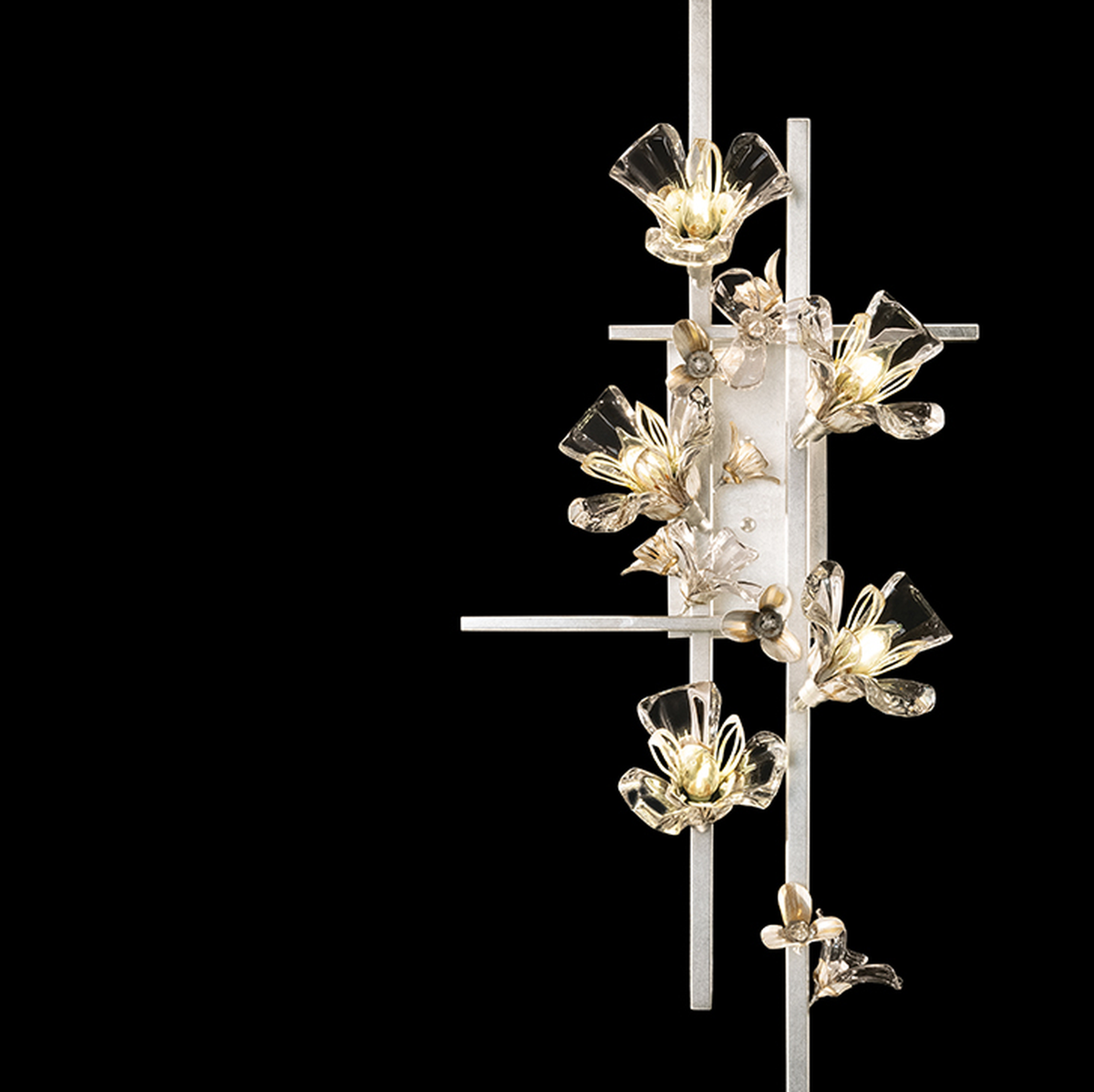 Statement Floral Gold White Crystal Wall Sconce