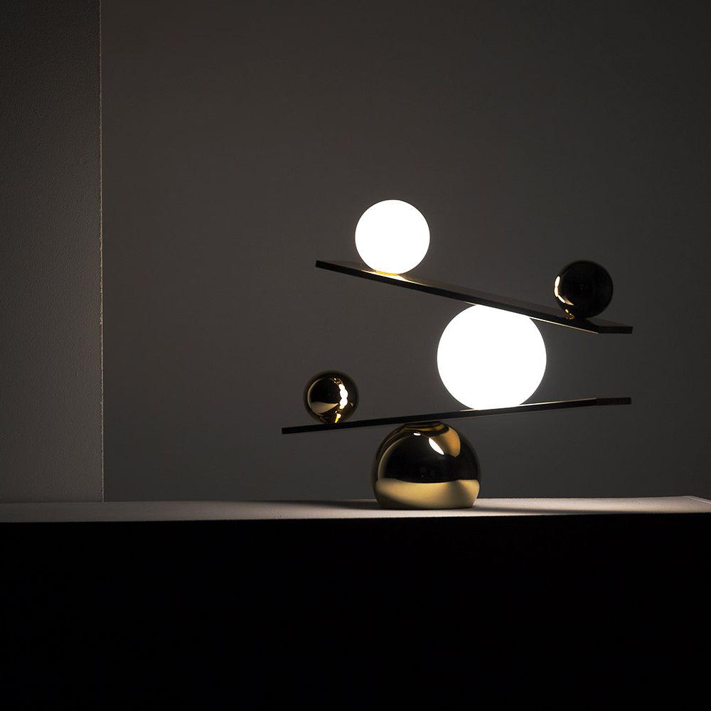 Static Spheres Black Gold Marble Table Lamp