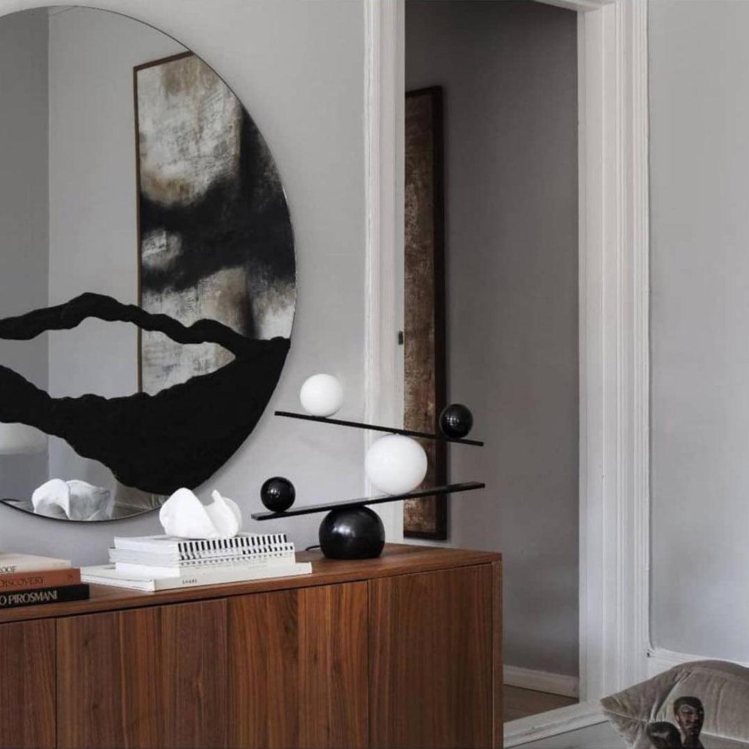 Static Spheres Black Gold Marble Table Lamp