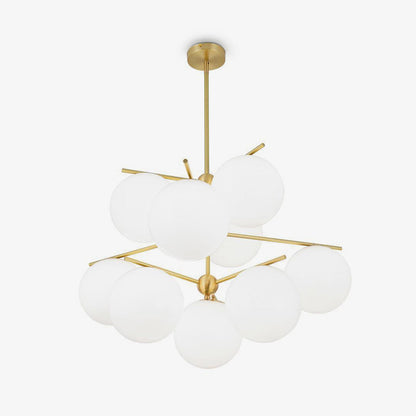 Stem Array Brass White Convertible Chandelier