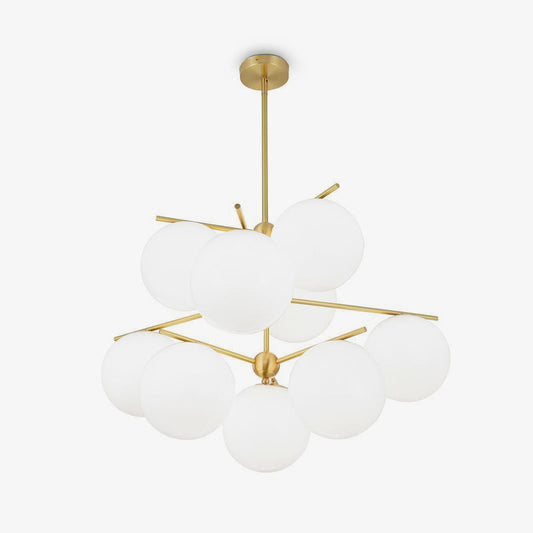 Stem Array Brass White Convertible Chandelier